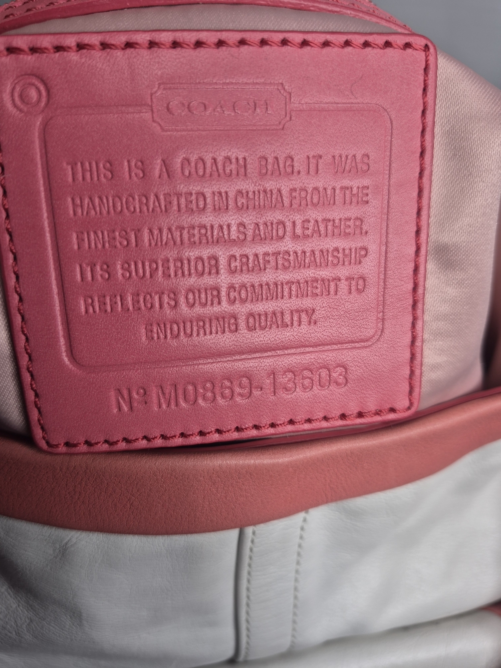 Coach Pink & White Two-Tone Leather Handbag Set EUC - Picture 7 of 17